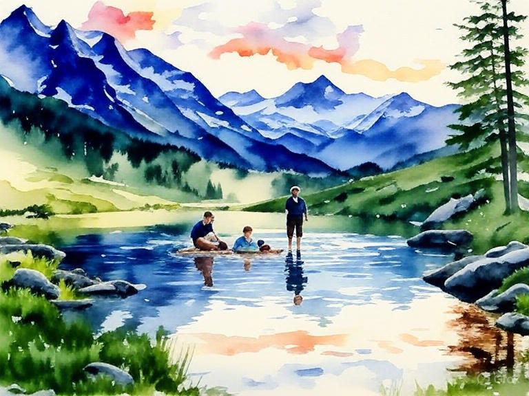 A serene alpine lake